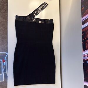 Moda International Black Asymmetrical One-Shoulder Cocktail Dress